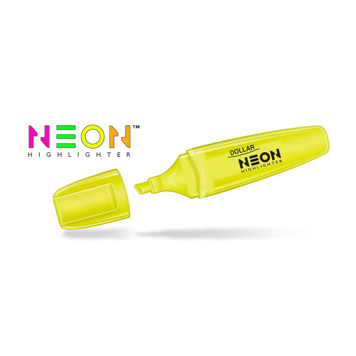 Dollar Neon Highlighter HL-625 Pack of 10's Single Color ColorWaves