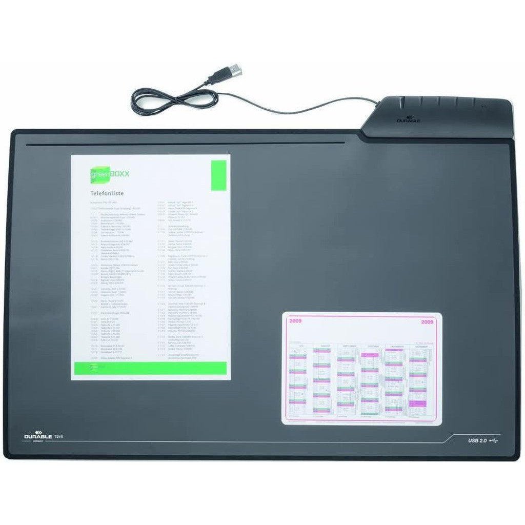 Durable Desk Mat With 4-Port Usb Hub Black 7215 ColorWaves