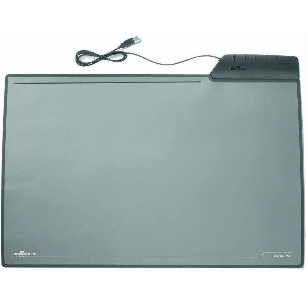 Durable Desk Mat With 4-Port Usb Hub Black 7215 ColorWaves