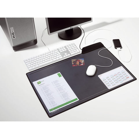 Durable Desk Mat With 4-Port Usb Hub Black 7215 ColorWaves