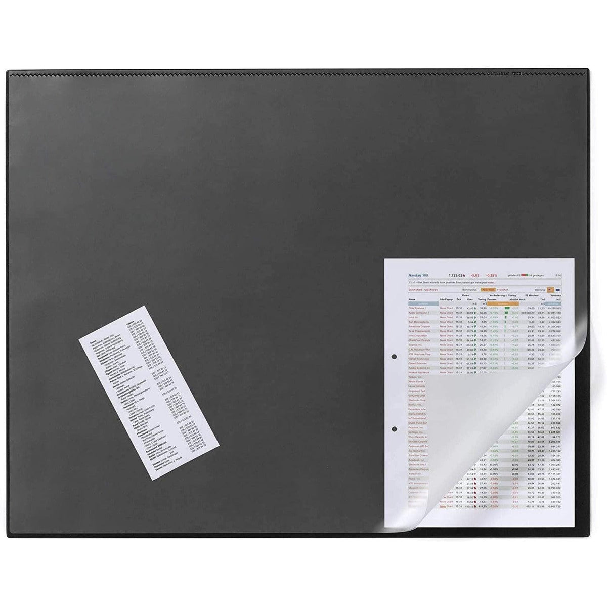 Durable Desk Mat With Transparent Overlay W650Xd520Mm Black Ref 7203 01 ColorWaves