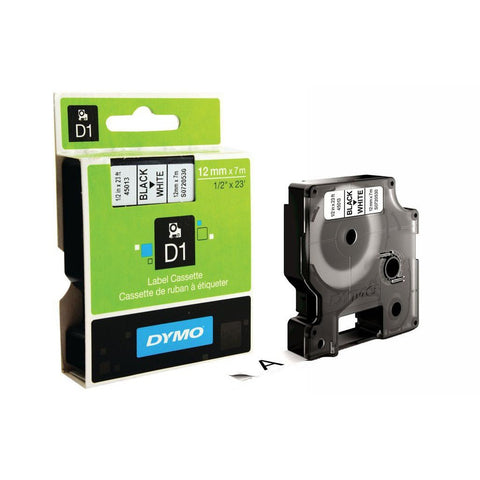 Dymo S0720530 D1 Black On White Adhesive Labelling Tape 12mm x 7m 45013 ColorWaves