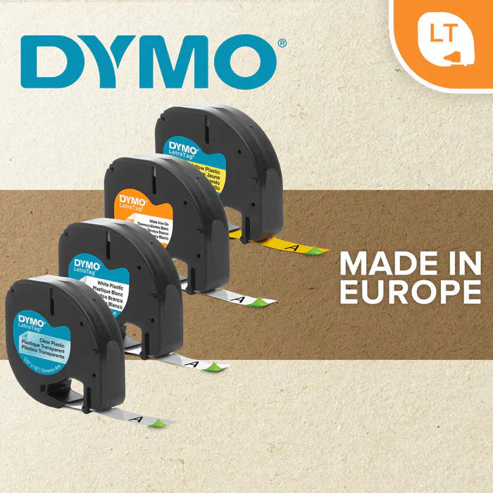 Dymo S0721510 Label Printer Tape Letratag Adhesive Black on White 4 m ColorWaves