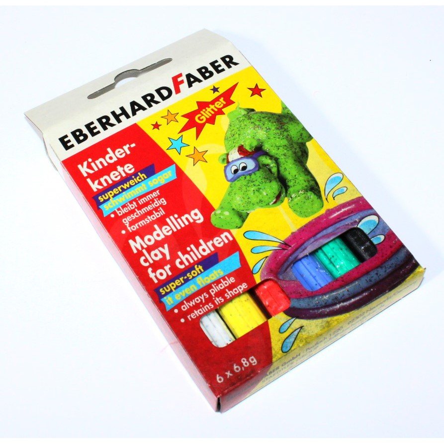 EBERHARD FABER Kinder Knete Modelling Clay Aquasoft Glitter - 6x6 ColorWaves