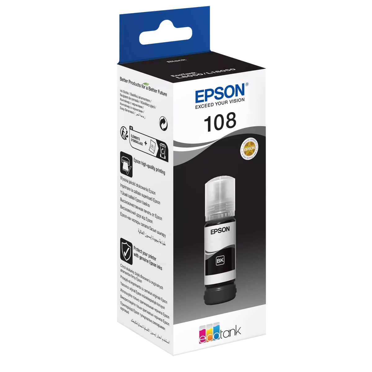 Epson 108 Black Ink Bottle – 5700 Pages/ 70 ml/ Black Color/ Ink Bottle Epson