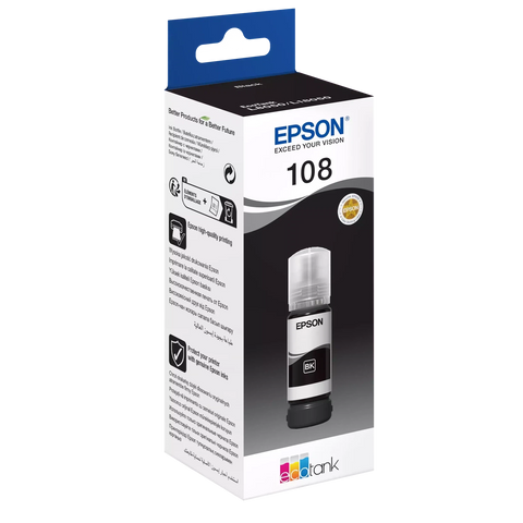 Epson 108 Black Ink Bottle – 5700 Pages/ 70 ml/ Black Color/ Ink Bottle Epson