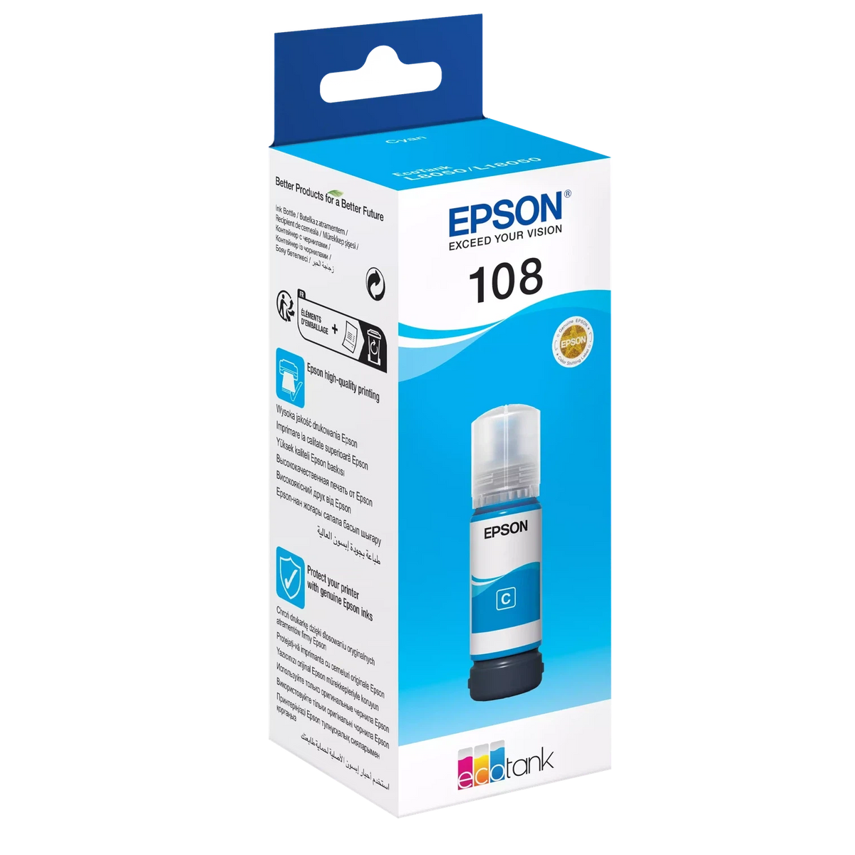 Epson 108 Cyan Ink Bottle – 7200 Pages/ 70 ml/ Cyan Color/ Ink Bottle Epson