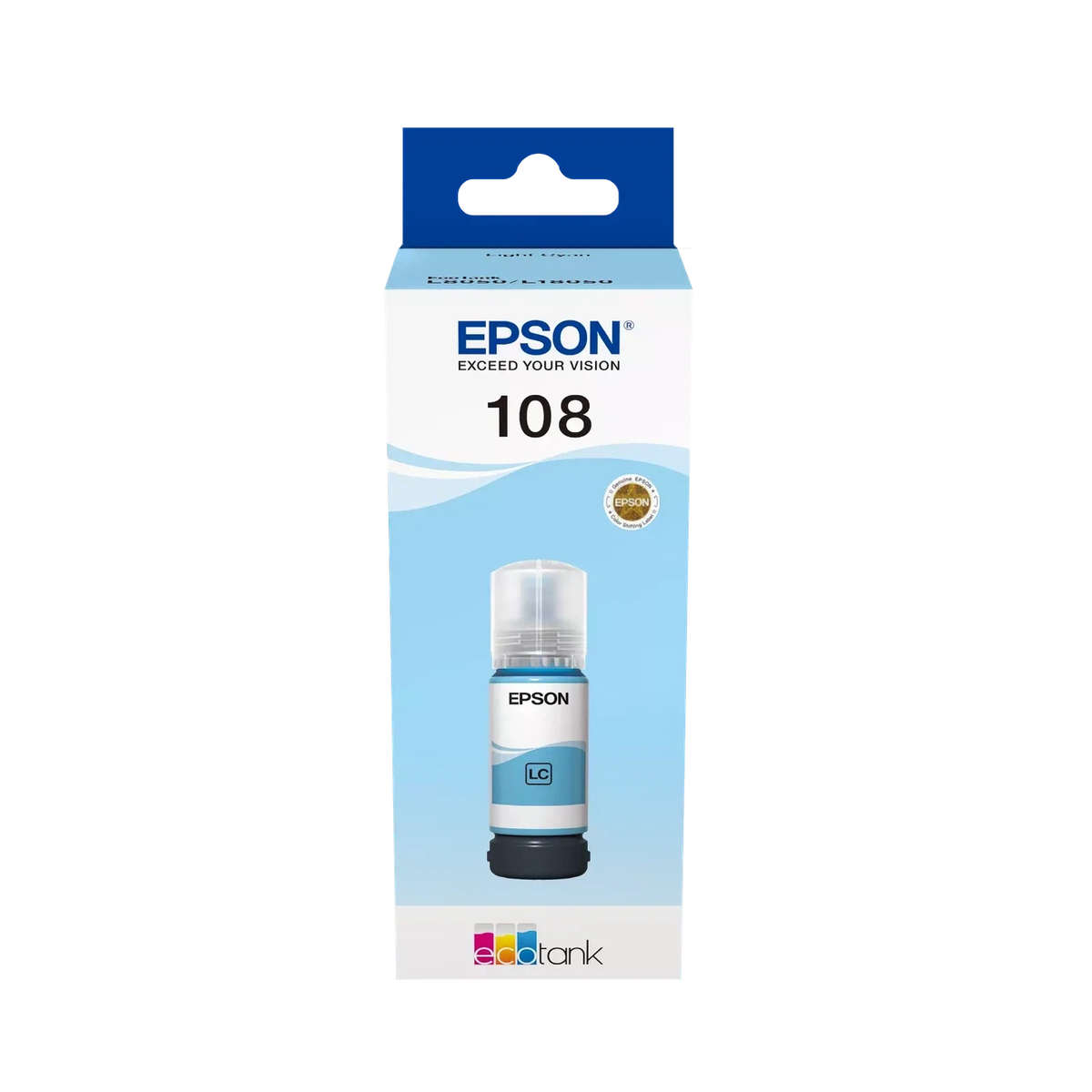 Epson 108 Light Cyan Ink Bottle – 7200 Pages/ 70 ml/ Light Cyan Color/ Ink Bottle Epson