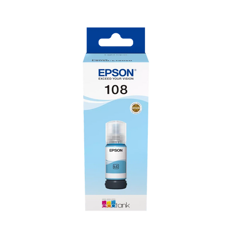 Epson 108 Light Cyan Ink Bottle – 7200 Pages/ 70 ml/ Light Cyan Color/ Ink Bottle Epson