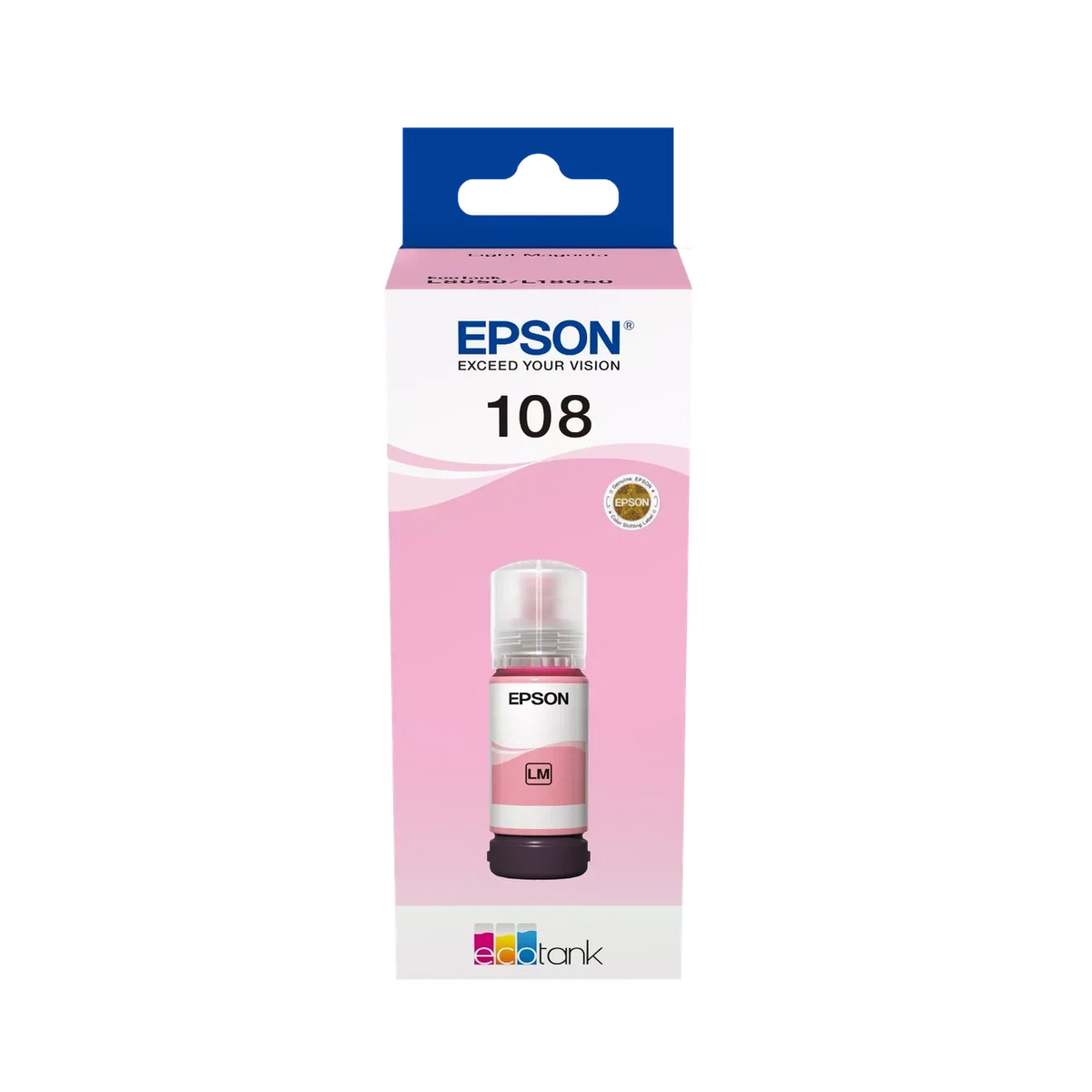 Epson 108 Light Magenta Ink Bottle – 7200 Pages/ 70 ml/ Light Magenta Color/ Ink Bottle Epson