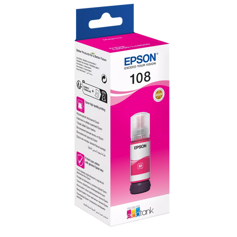 Epson 108 Magenta Ink Bottle – 7200 Pages/ 70 ml/ Magenta Color/ Ink Bottle Epson