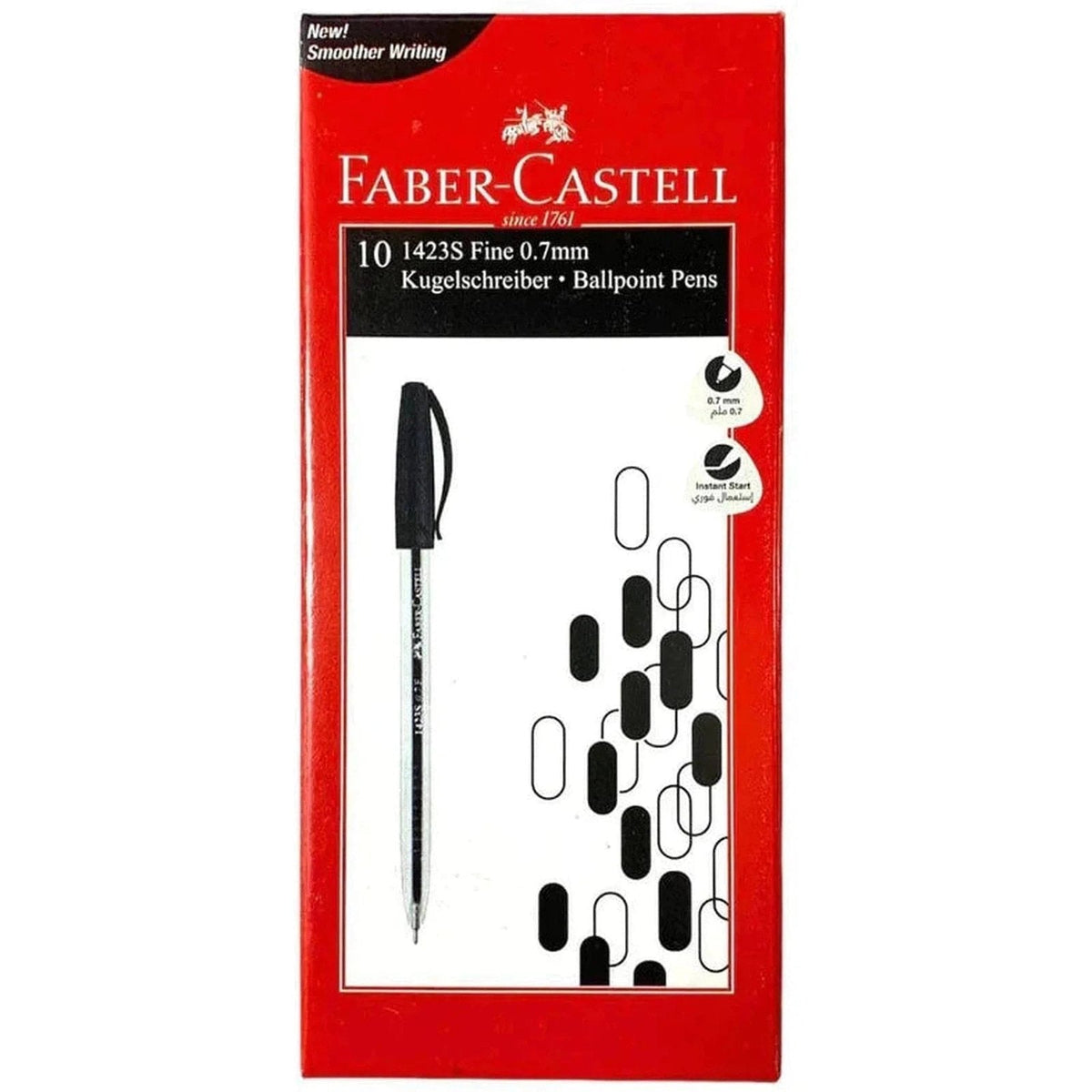 Faber Castell 1423 Medium 1.0 Mm Ballpoint 10 Black Pens ColorWaves