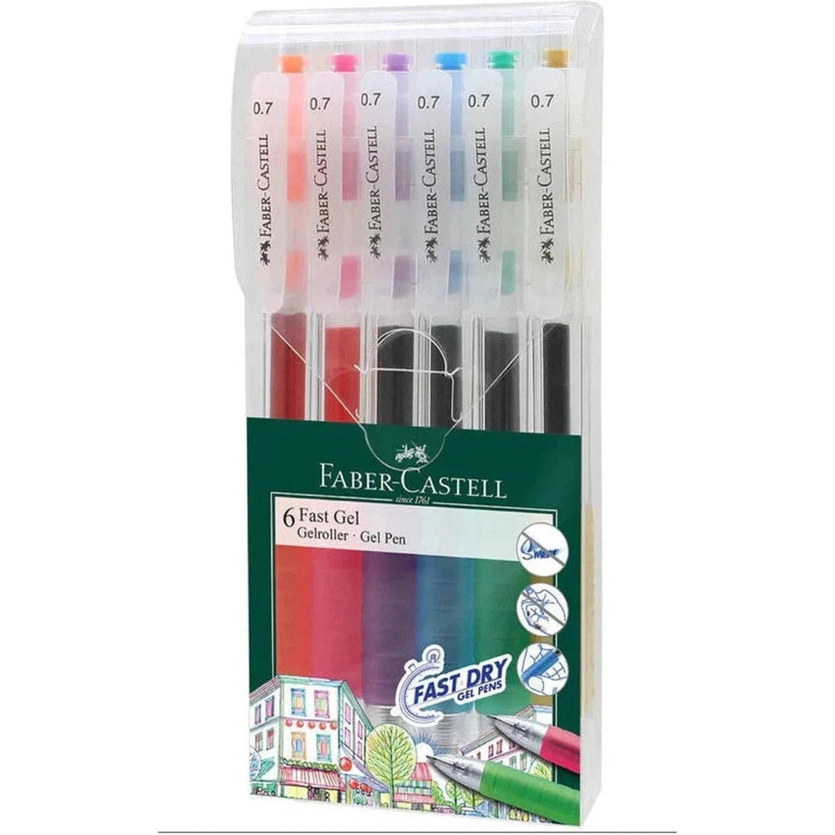 Faber Castell 6 Fast Gel Pen Set ColorWaves