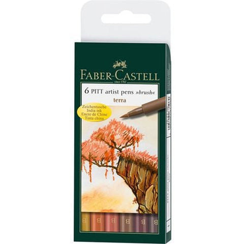 Faber Castell 6 Pitt Artist Pens Terra ColorWaves