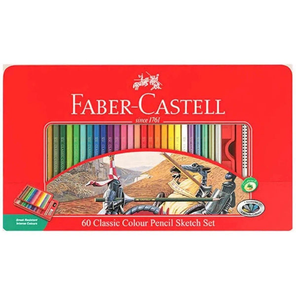 Faber Castell 60 Classic Color Pencils Metal Tin Case Box