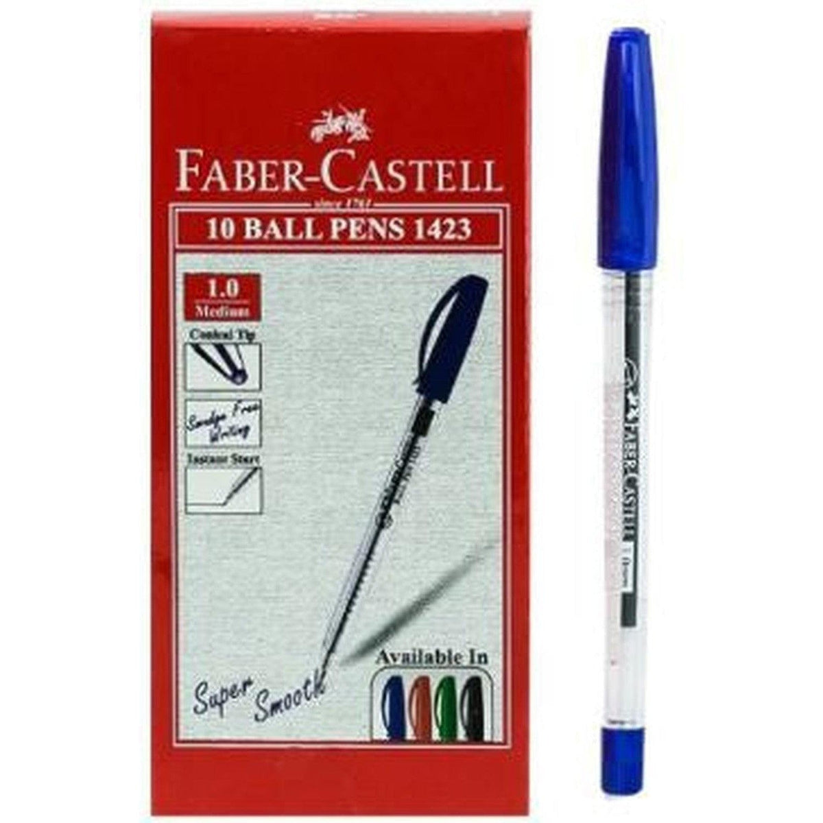 Faber Castell Ball Pen-Blue 10Pc/Box ColorWaves