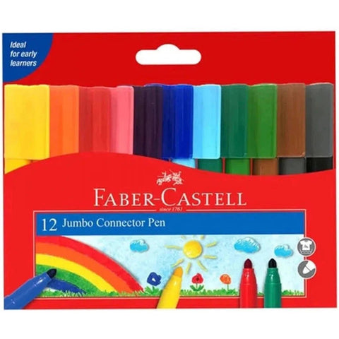 Faber Castell Jumbo Connector Felt Tip 12 Colored Pens ColorWaves