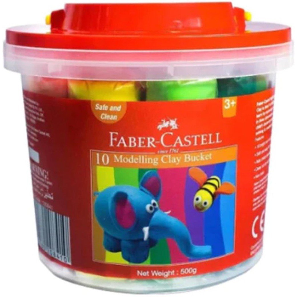 Faber Castell Modeling Clay Bucket 10 Colors 500 GRAM ColorWaves