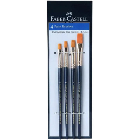 Faber Castell Synthetic Hair Flat Assorted Paint Brush, Set Of 4 ColorWaves