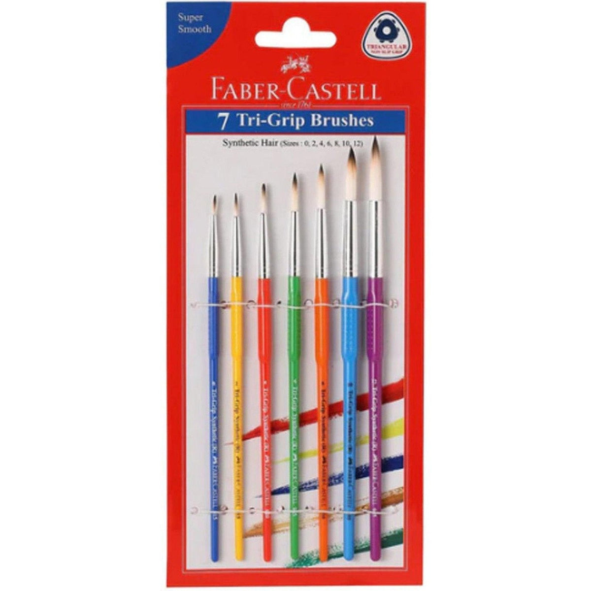 Faber Castell Tri Grip Paint Brushes, Round, Pack Of 7 ColorWaves