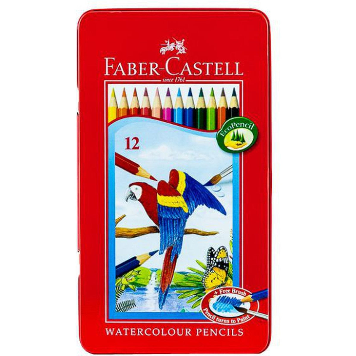 Faber Castell-Water Color Pen 12 Colors (Flat Tin) ColorWaves
