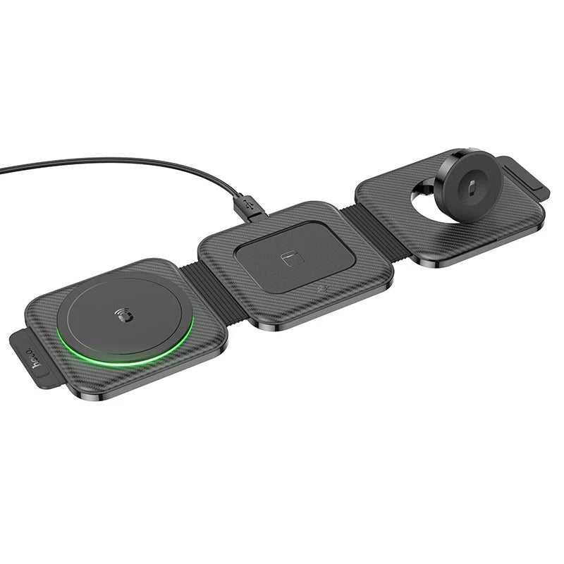 HOCO CQ4 Unique Folding 3 in 1 Magnetic Wireless Charger - Black Hoco