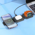 HOCO CQ4 Unique Folding 3 in 1 Magnetic Wireless Charger - Black Hoco
