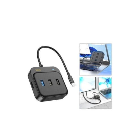HOCO HB37 6 in 1 HDTV+RJ45+USB3.0+USB2.0x2+PD100W Converter - Black Hoco