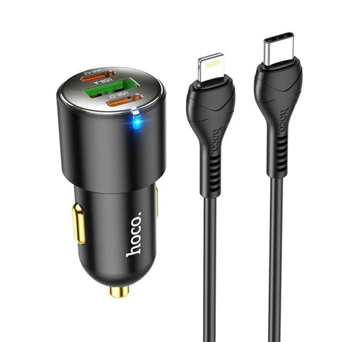 HOCO NZ6 Car Charger - 45W / USB-C / Lightning / Black Hoco