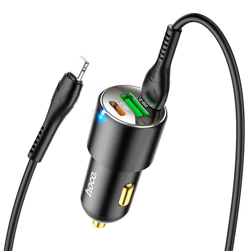 HOCO NZ6 Car Charger - 45W / USB-C / Lightning / Black Hoco