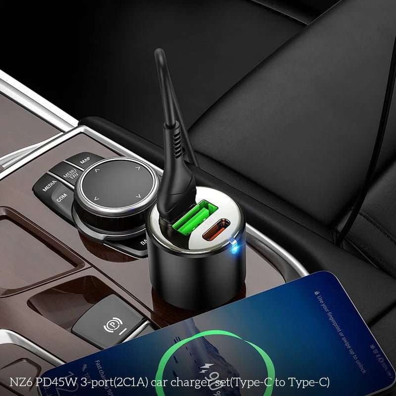 HOCO NZ6 Car Charger - 45W / USB-C / Lightning / Black Hoco