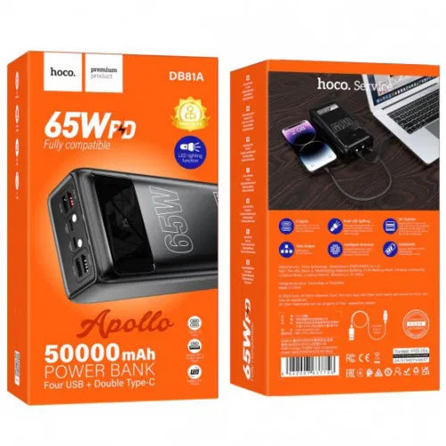 HOCO Power Bank 50000MAH 65PD 4 USB 2 TYPE-C (DB81A)