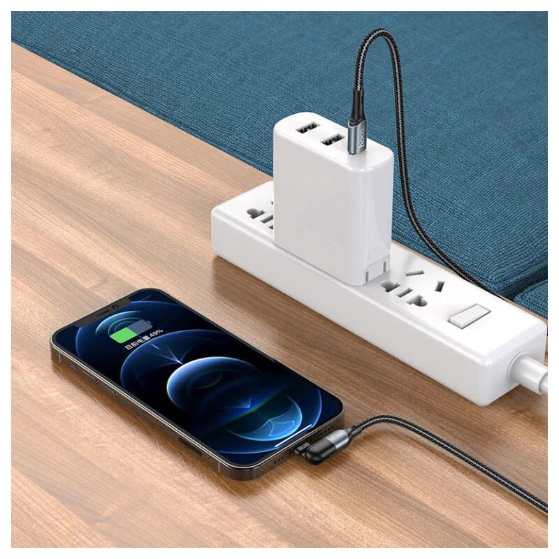HOCO U100 Orbit Charging Data Sync Cable - USB-C To Lightning / 1.2 Meters / Black Hoco