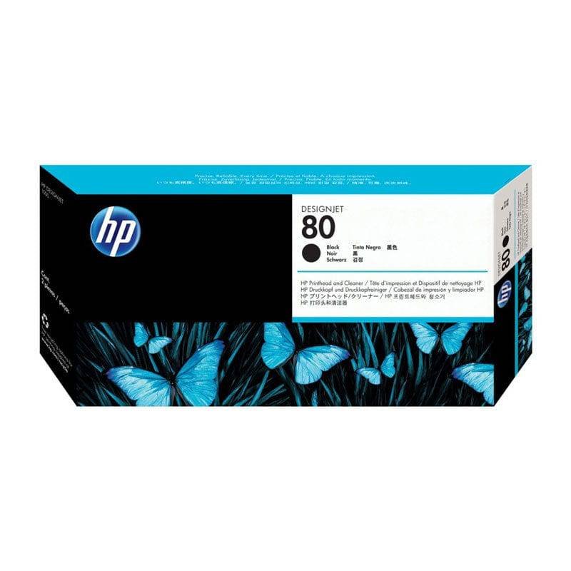 HP 80 Black DesignJet Printhead And Printhead Cleaner - Printhead / 17 ml / Black (C4820A) HP