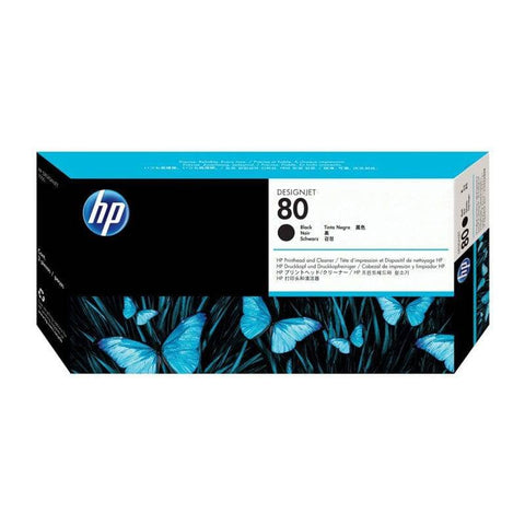 HP 80 Black DesignJet Printhead And Printhead Cleaner - Printhead / 17 ml / Black (C4820A) HP
