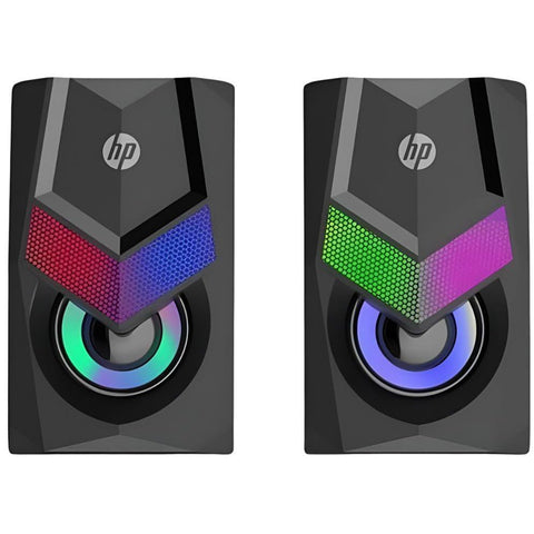 HP USB Speaker DHE-6000 RGB LED Lighting Stereo Volume control HP