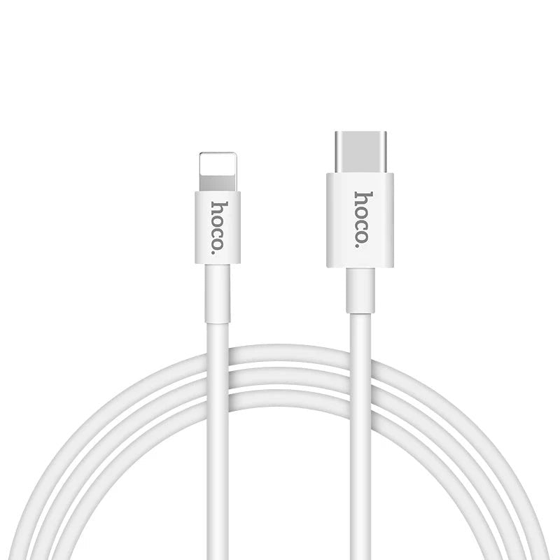 Hoco Fast Charger Set with Cable - 20W / Type-C / Lightning / White Hoco