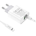 Hoco Fast Charger Set with Cable - 20W / Type-C / Lightning / White Hoco
