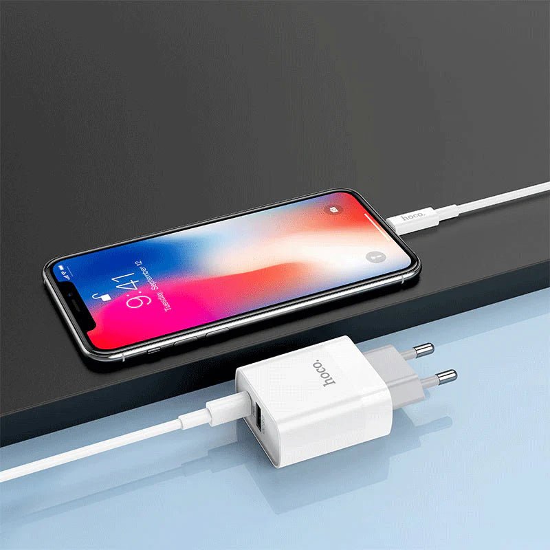 Hoco Fast Charger Set with Cable - 20W / Type-C / Lightning / White Hoco