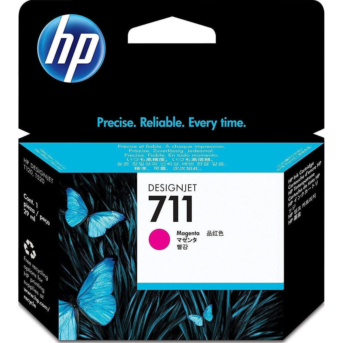 HP 711 Magenta DesignJet Ink Cartridge-CZ131A HP