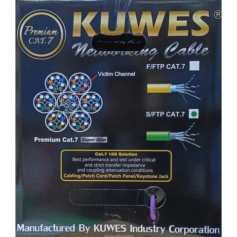 KUWES CAT7 SLIM PURPLE SFTP NETWORK CABLE 305MTR ROLL Kuwes