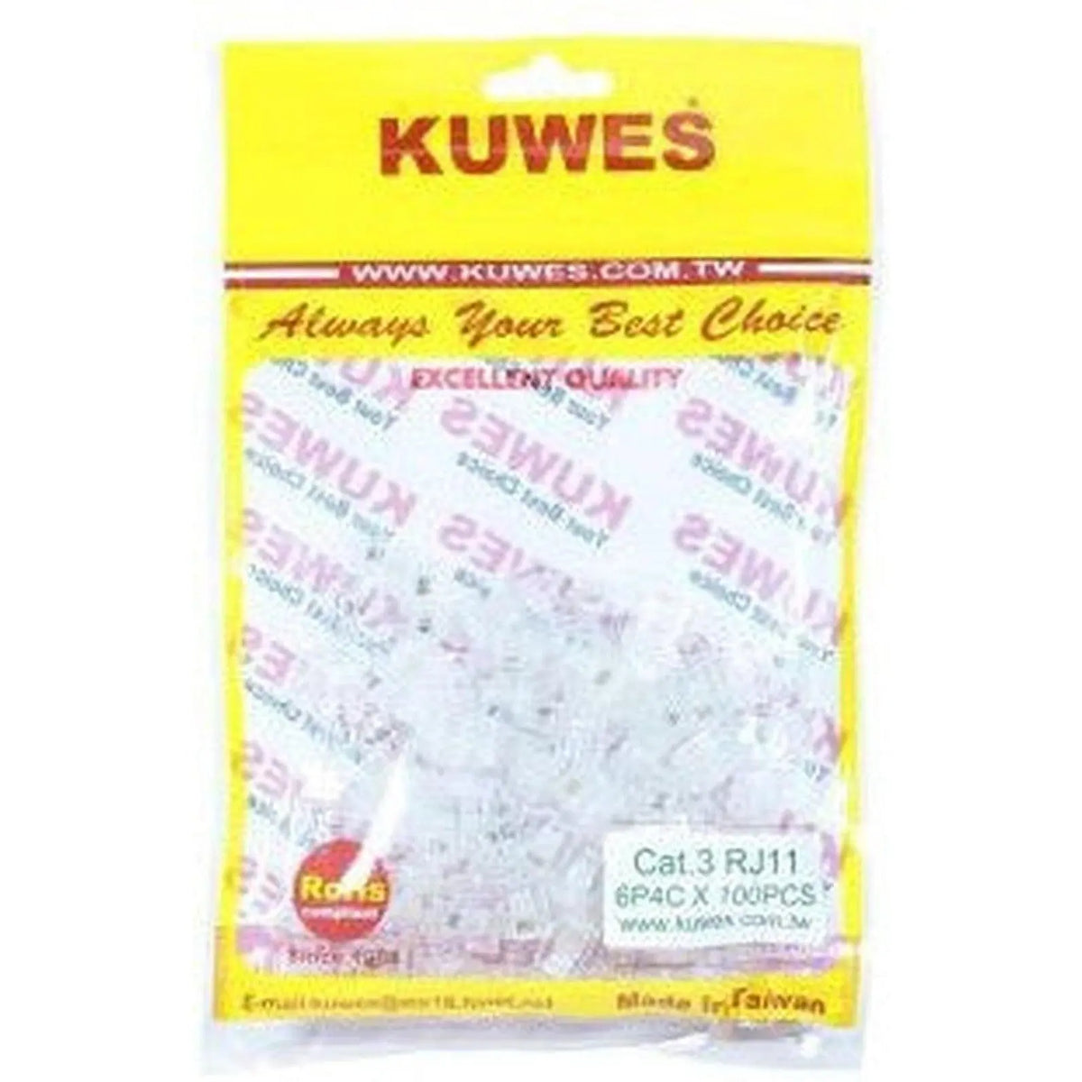 Kuwes Rj11 Connector 6P4C 100 Pcs Pack Kuwes