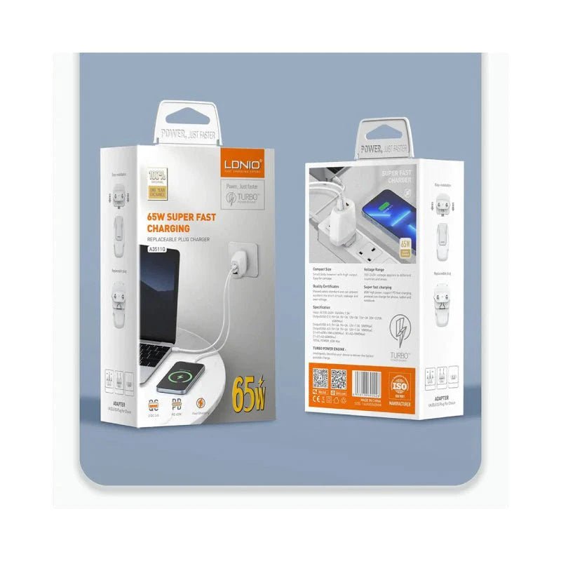 LDNIO 65W GaN Super Fast Charger with Lightning Cable - A3511Q-IP Ldnio