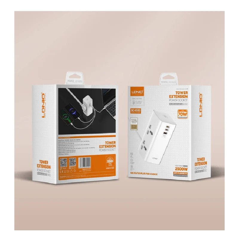 LDNIO SC4383 Multifunctional Universal Desktop Power Adapter - 70W / White Ldnio