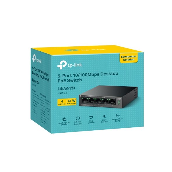 Tp-Link Ls105lp 5-Port 10/100Mbps Desktop Switch with 4-Port PoE