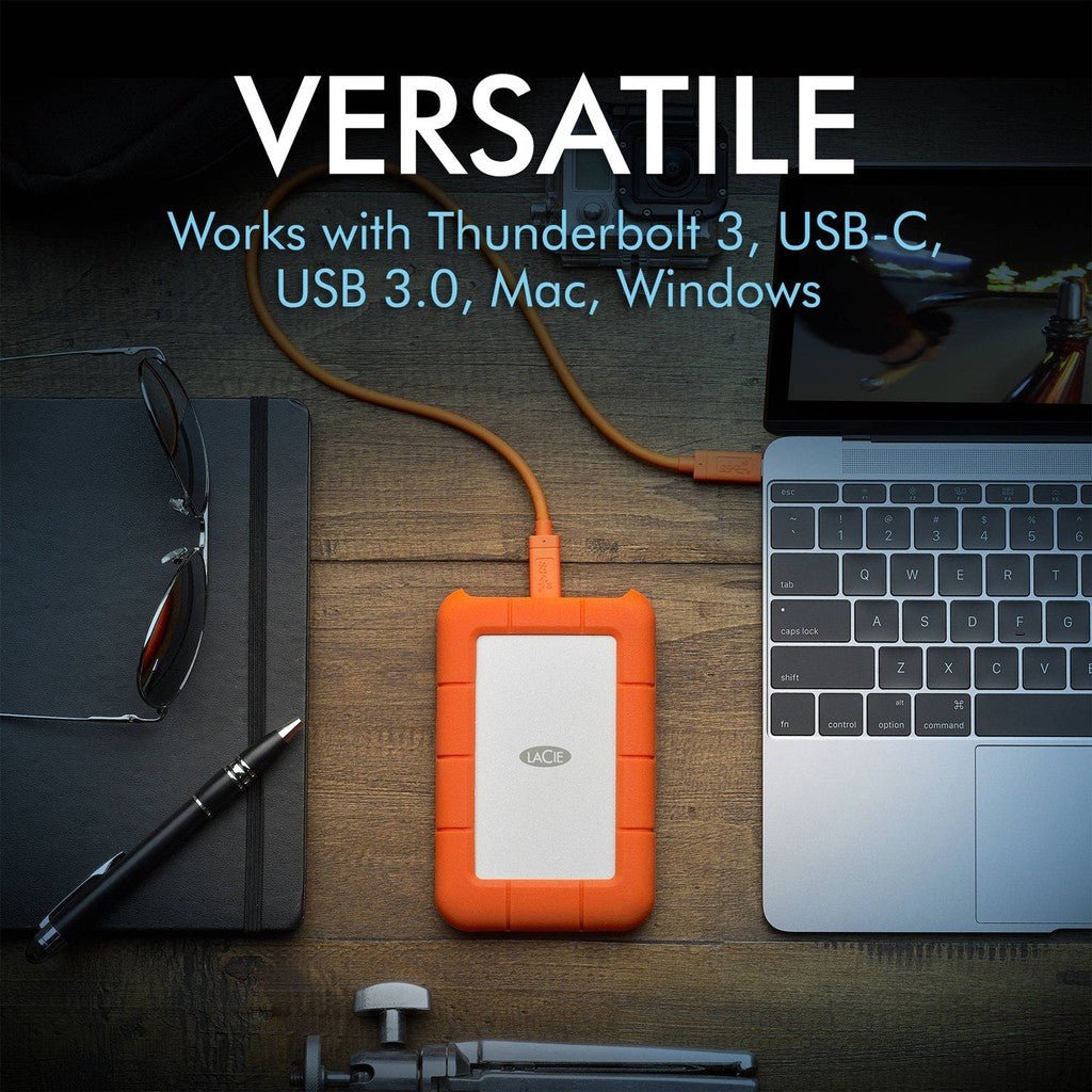 LaCie 4TB External Rugged USB-C Portable Hard Drive Up to 130 MB/s Includes 2-Years Data Recovery Services For PC & Mac ColorWaves