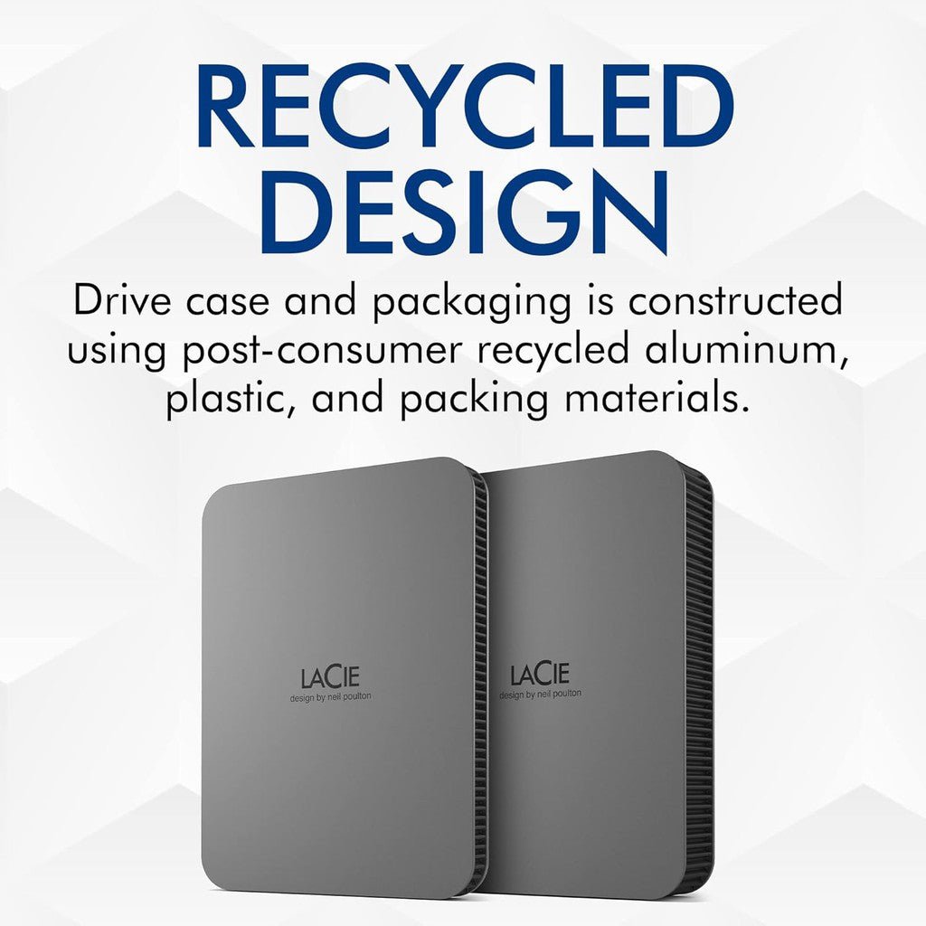 LaCie Portable Mobile Drive Secure - 4TB / 5.0 Gbps / USB 3.2 Gen 1 / Type-C / Space gray / External Hard Drive ColorWaves