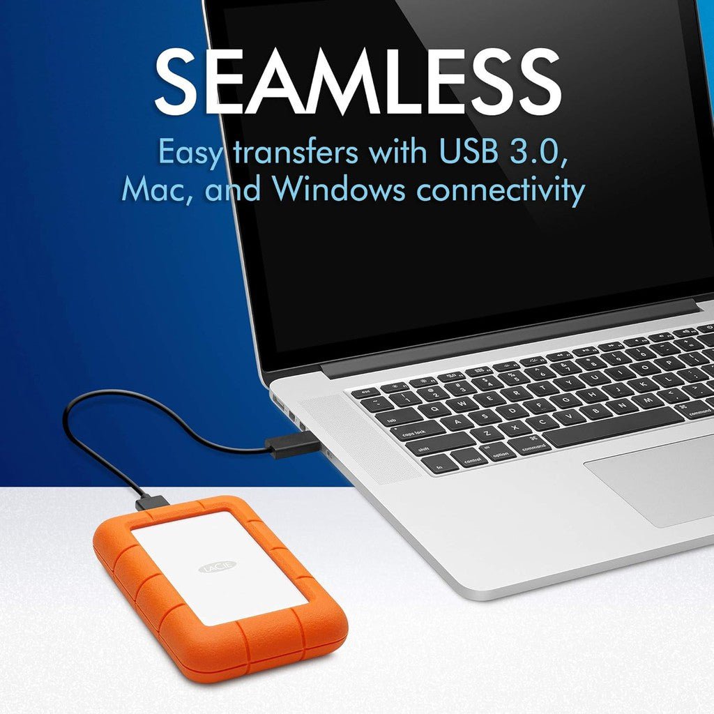 LaCie Rugged portable Mini - 2TB / 5.0 Gbps / USB 3.0 / Type-C / External Hard Drive ColorWaves
