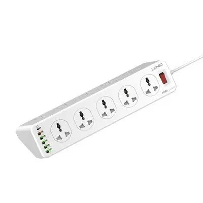 Ldnio 10 Outlet Power Socket - 10 Way / USB-C / 2 Meters / White Ldnio