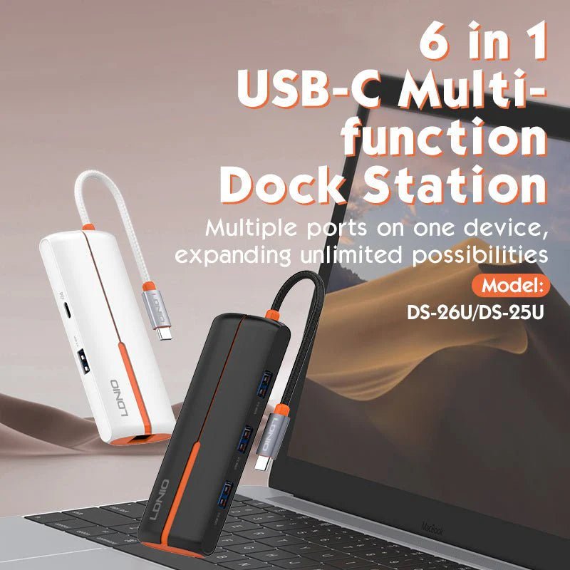 Ldnio 6 In 1 Type-C HUB Adapter White Ldnio